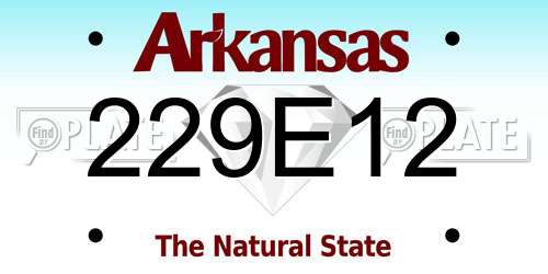 229E12 Arkansas License Plate