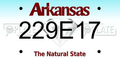 229E17 Arkansas License Plate