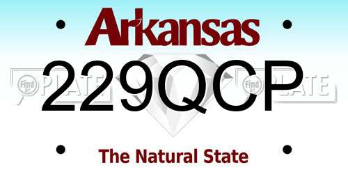 229QCP Arkansas License Plate