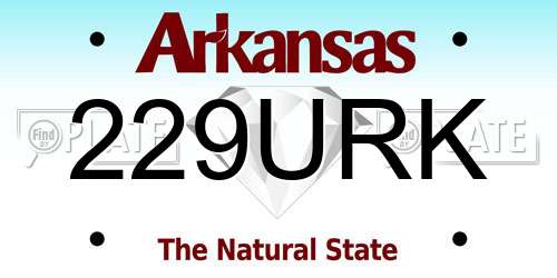 229URK Arkansas License Plate