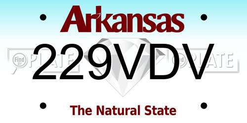 229VDV Arkansas License Plate