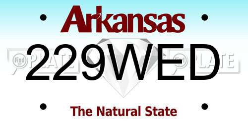 229WED Arkansas License Plate