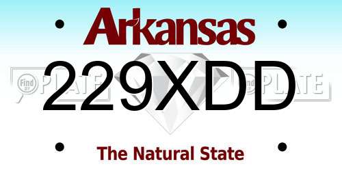 229XDD Arkansas License Plate