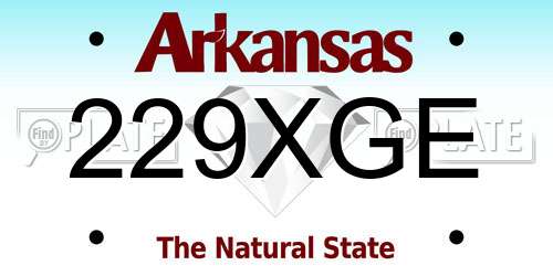 229XGE Arkansas License Plate