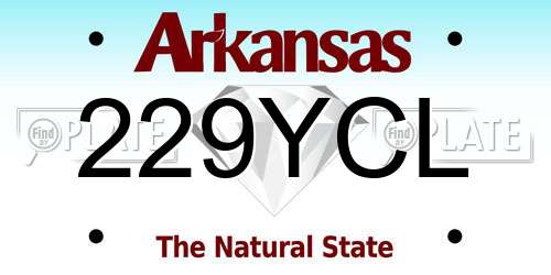 229YCL Arkansas License Plate