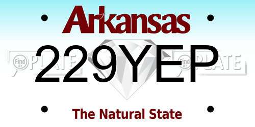 229YEP Arkansas License Plate