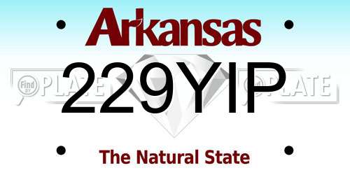 229YIP Arkansas License Plate