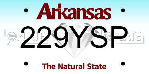 229YSP Arkansas License Plate