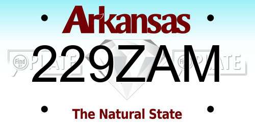 229ZAM Arkansas License Plate