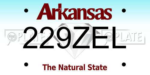229ZEL Arkansas License Plate