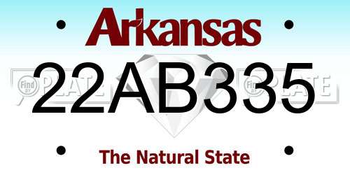 22AB335 Arkansas License Plate