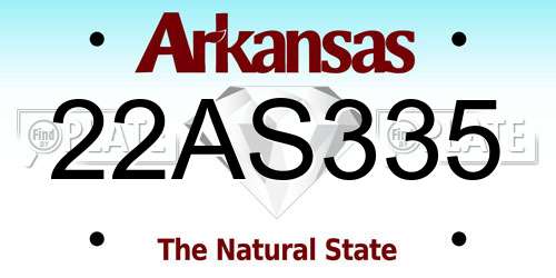 22AS335 Arkansas License Plate