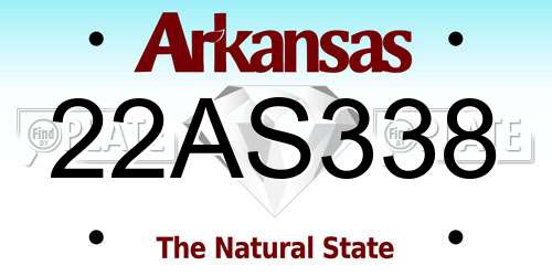 22AS338 Arkansas License Plate