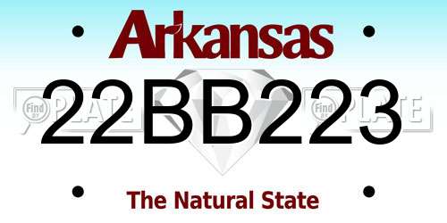 22BB223 Arkansas License Plate