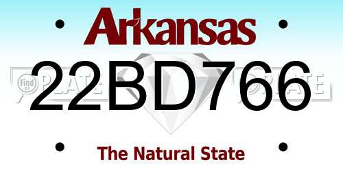 22BD766 Arkansas License Plate