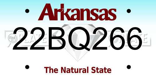 22BQ266 Arkansas License Plate