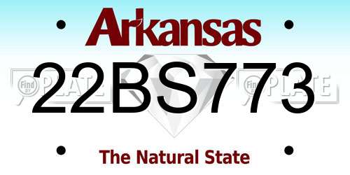 22BS773 Arkansas License Plate