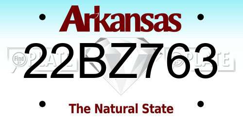 22BZ763 Arkansas License Plate