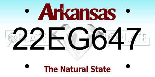 22EG647 Arkansas License Plate