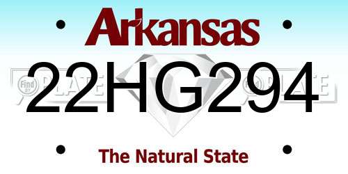22HG294 Arkansas License Plate