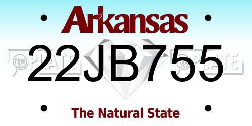 22JB755 Arkansas License Plate