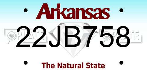 22JB758 Arkansas License Plate