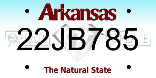 22JB785 Arkansas License Plate
