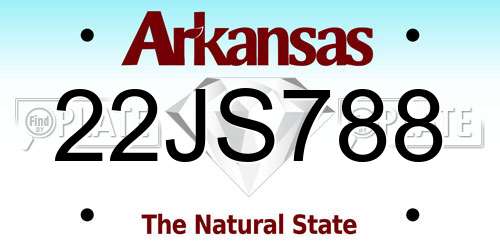 22JS788 Arkansas License Plate