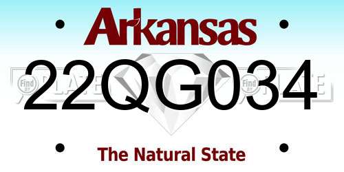 22QG034 Arkansas License Plate