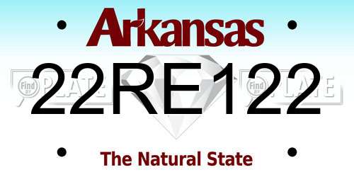 22RE122 Arkansas License Plate