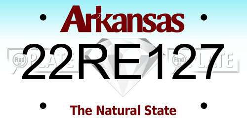 22RE127 Arkansas License Plate