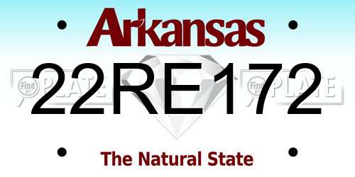 22RE172 Arkansas License Plate