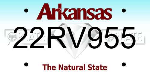 22RV955 Arkansas License Plate
