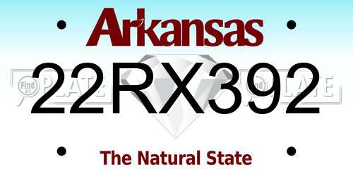 22RX392 Arkansas License Plate