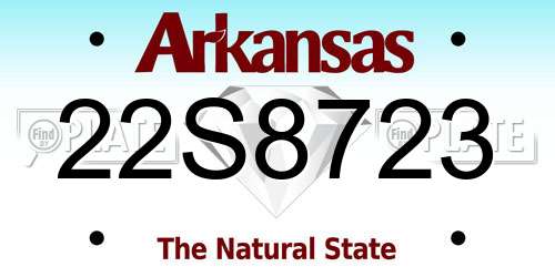 22S8723 Arkansas License Plate