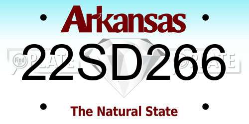 22SD266 Arkansas License Plate
