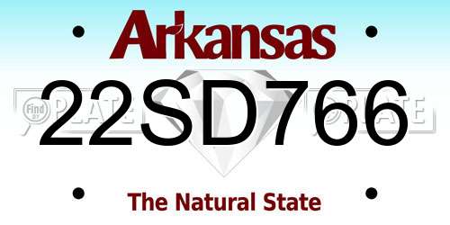 22SD766 Arkansas License Plate