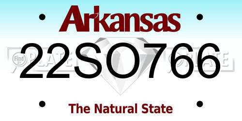 22SO766 Arkansas License Plate