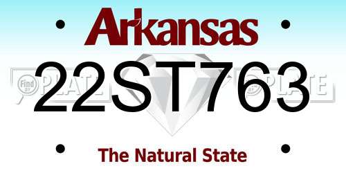 22ST763 Arkansas License Plate