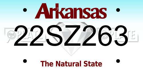 22SZ263 Arkansas License Plate