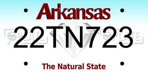 22TN723 Arkansas License Plate