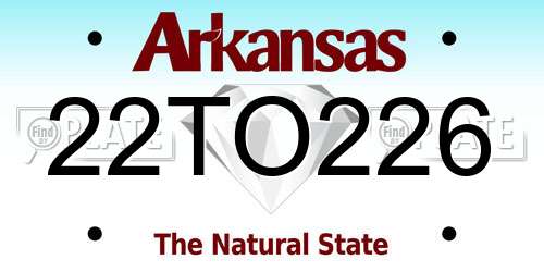 22TO226 Arkansas License Plate