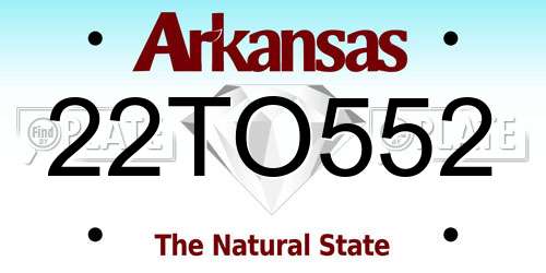 22TO552 Arkansas License Plate