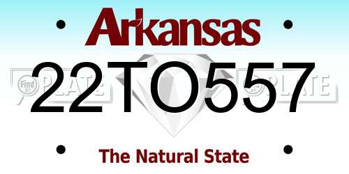 22TO557 Arkansas License Plate