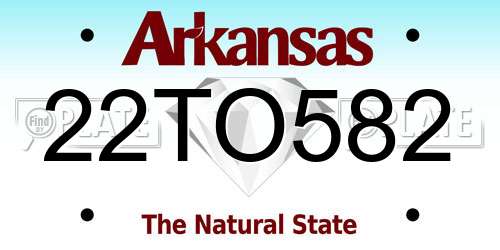 22TO582 Arkansas License Plate