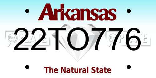 22TO776 Arkansas License Plate