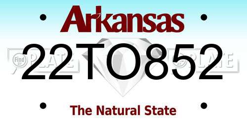 22TO852 Arkansas License Plate