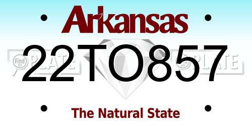 22TO857 Arkansas License Plate