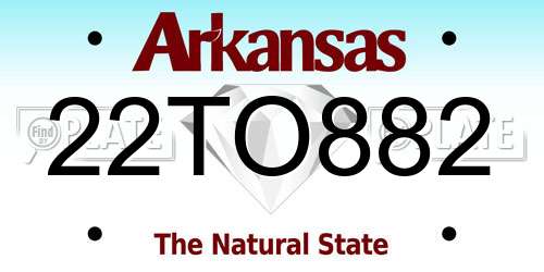22TO882 Arkansas License Plate