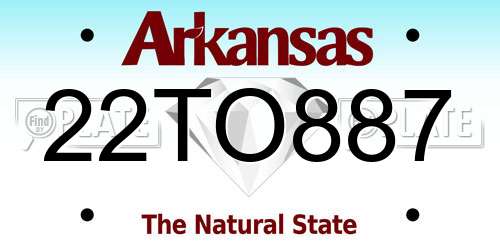 22TO887 Arkansas License Plate